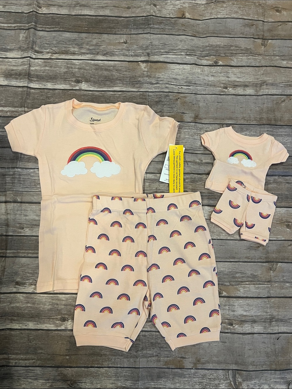 Leveret Girls Size 6 years Rainbow Matching Girl & Doll Pajamas